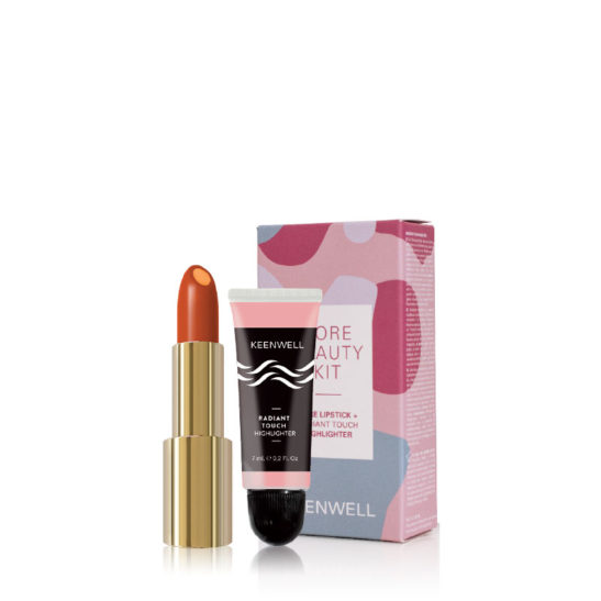CORE BEAUTY KIT / №1: Core Lipstick & Radiant Touch Highlither (Keenwell) – набор из двух средств (губная помада «Эффект омбре» + хайлайтер «Сияющее касание»)
